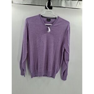 Jos A Bank Signature Collection 100% Wool Mens Large Light Purple V Neck